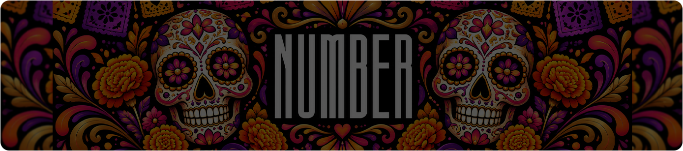 Number label artwork with raised varnish detail