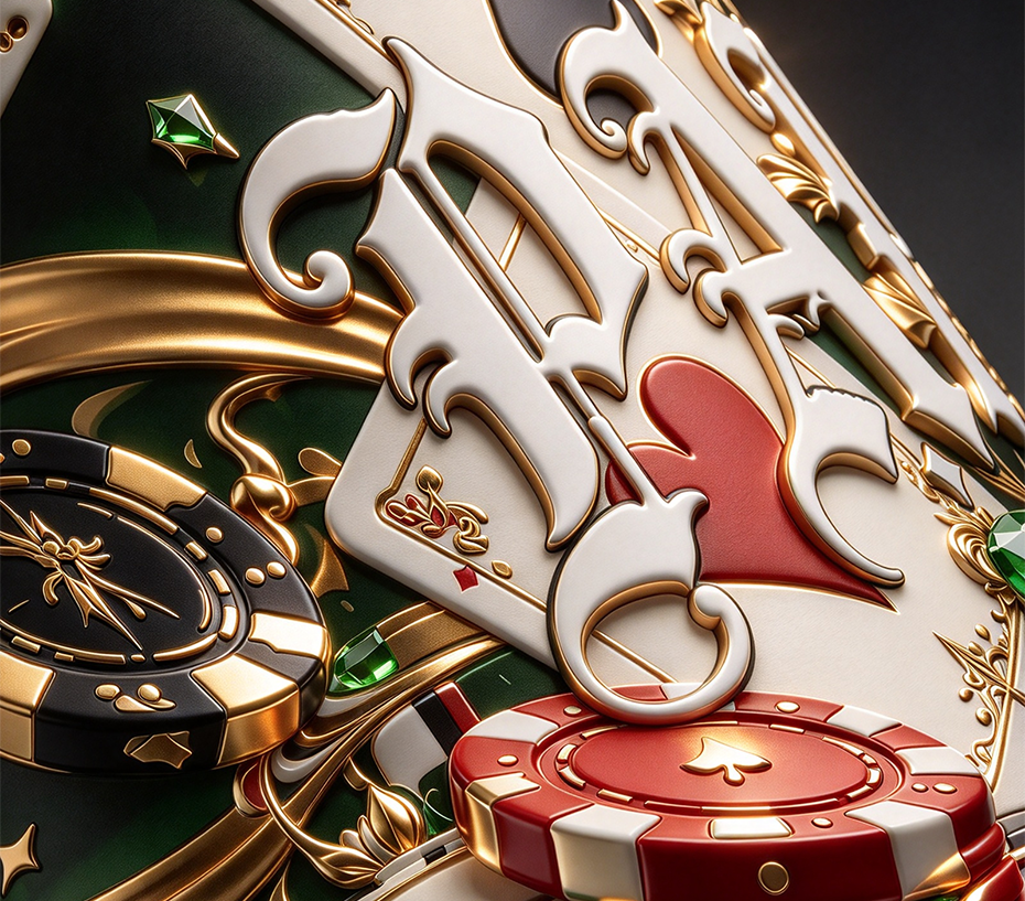 Raised white and gold poker artwork with tactile depth